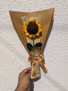 Single Sunflower Crochet Bouquet