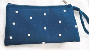 Elegant Velvet Clutch with Pearl Embellishments