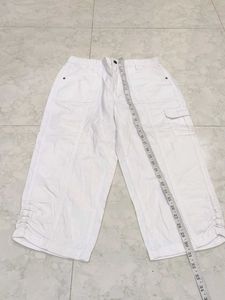 White Cargo Capri Pants