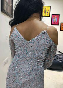 Sparkly Cold Shoulder Romper