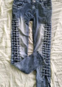 Stylish Woven Detail Jeans