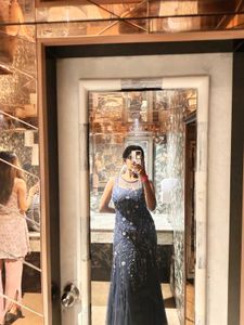 Elegant Navy Embellished Gown