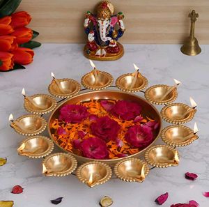 Brass &amp; Metal Flower Shape Diya