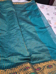 Teal &amp; Gold Sari