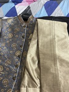 Men&#39;s Blue &amp; Gold Brocade Jacket