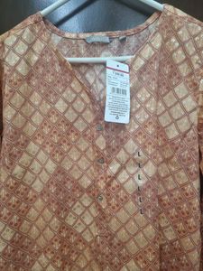 Pink N Golden A Line Kurta