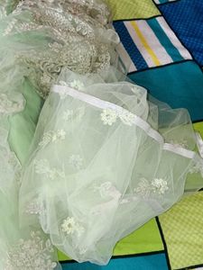 Pista Green Wedding Reception Frock