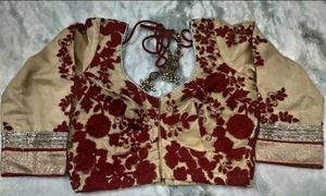 Cream Red Beautiful Blouse