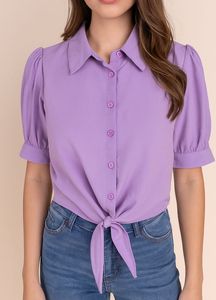 Cute Lilac Tie-Front Top