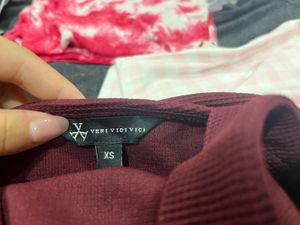 Burgundy Ruffle Crop Top