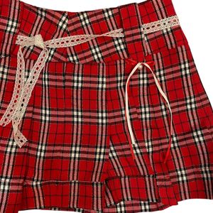 Red Plaid Mini Skirt