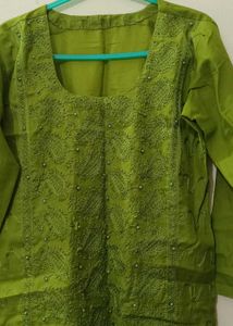 Green Stitched Dress Material Fixed Price