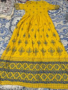 New Yellow Printed Kurta