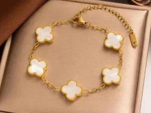 Clover Charm Bracelet - Gold & White