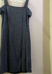 Chic shimmery Grey Cold Shoulder Dress