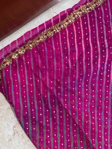 Leheriya Saree with Golden Embellished Border