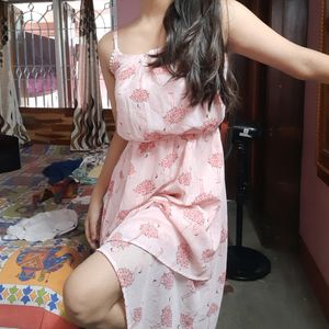 Pink Cocktail Slit Dress