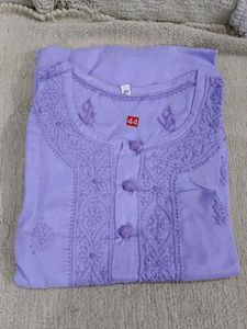 New Lavender Embroidered Lucknowi Kurta