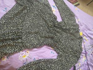 Patterned Tiered Dress(Size:-L)