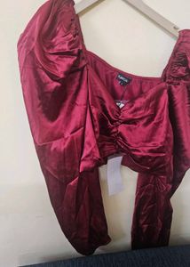Kassually Red HOT Satin Crop Top