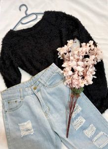 🎁Buy2 Get2 Free Pinterest Bow Fur Black Sweater (