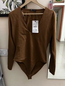 Brown Long Sleeve Bodysuit