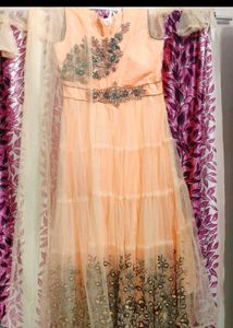 Elegant Peach Ethnic Gown