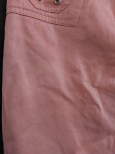 Baby Pink Denim Pencil Skirt Midi