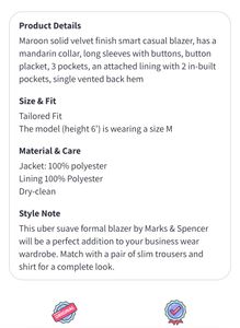 Marks &amp; Spencer Men Maroon Bandhgala Blazer