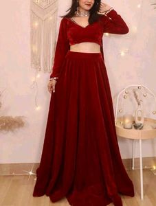 Velvet Lehnga With Net Duptta