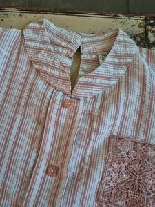 Striped Blouse with Embroidered Detail