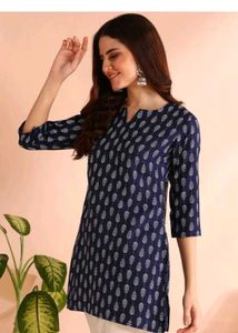 Elegant Navy Blue Printed Kurta