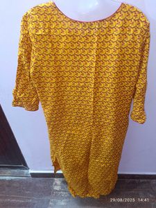 3xl Branded Yellow Printed Kurta