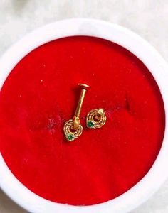 Green Stone Earrings Studs