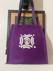 Purple Graphic Print Tote Bag