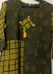 Green Printed Kurta
