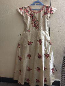 Long Frock Beige Color Festive Wear