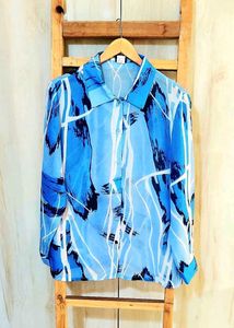 Blue Printed Shirt Size-42-44