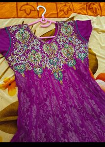 Purple Color Netted Gown