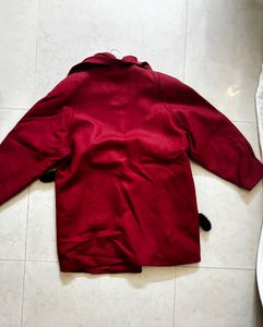 Vintage Burgundy Coat with Unique Details