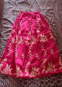 Pink Embroidered Maxi Skirt