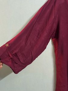 Maroon High-Low Kurti &amp; Printed Palazzo Two-Piece