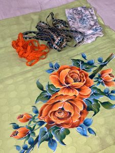 Handpainted Suit Cloth With Designer Laces