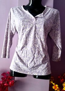 Floral 3/4 Sleeve Henley Top