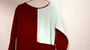 Maroon and White Long Sleeve Dress(xxl)