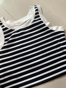 Blue And White Straps Crop Top