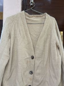 Cream Fuzzy Cardigan