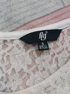 White Floral Net Top