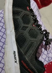 Black athletic running shoes