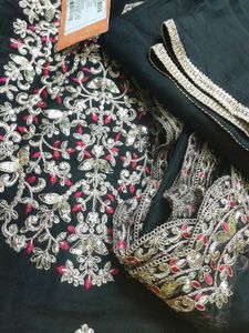 Elegant Black Embroidered Kurti Set